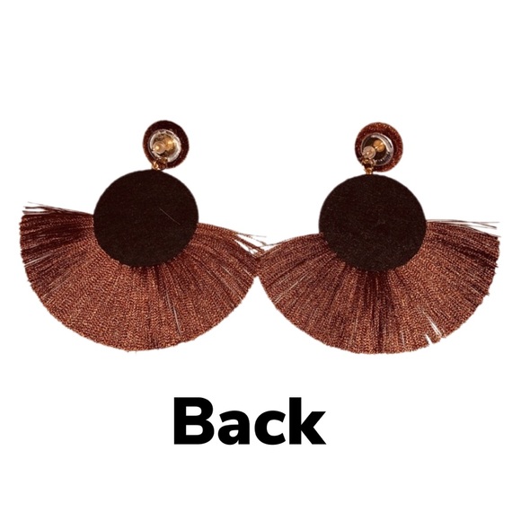 BROWN TASSEL FRINGE EARRINGS - Picture 5 of 5